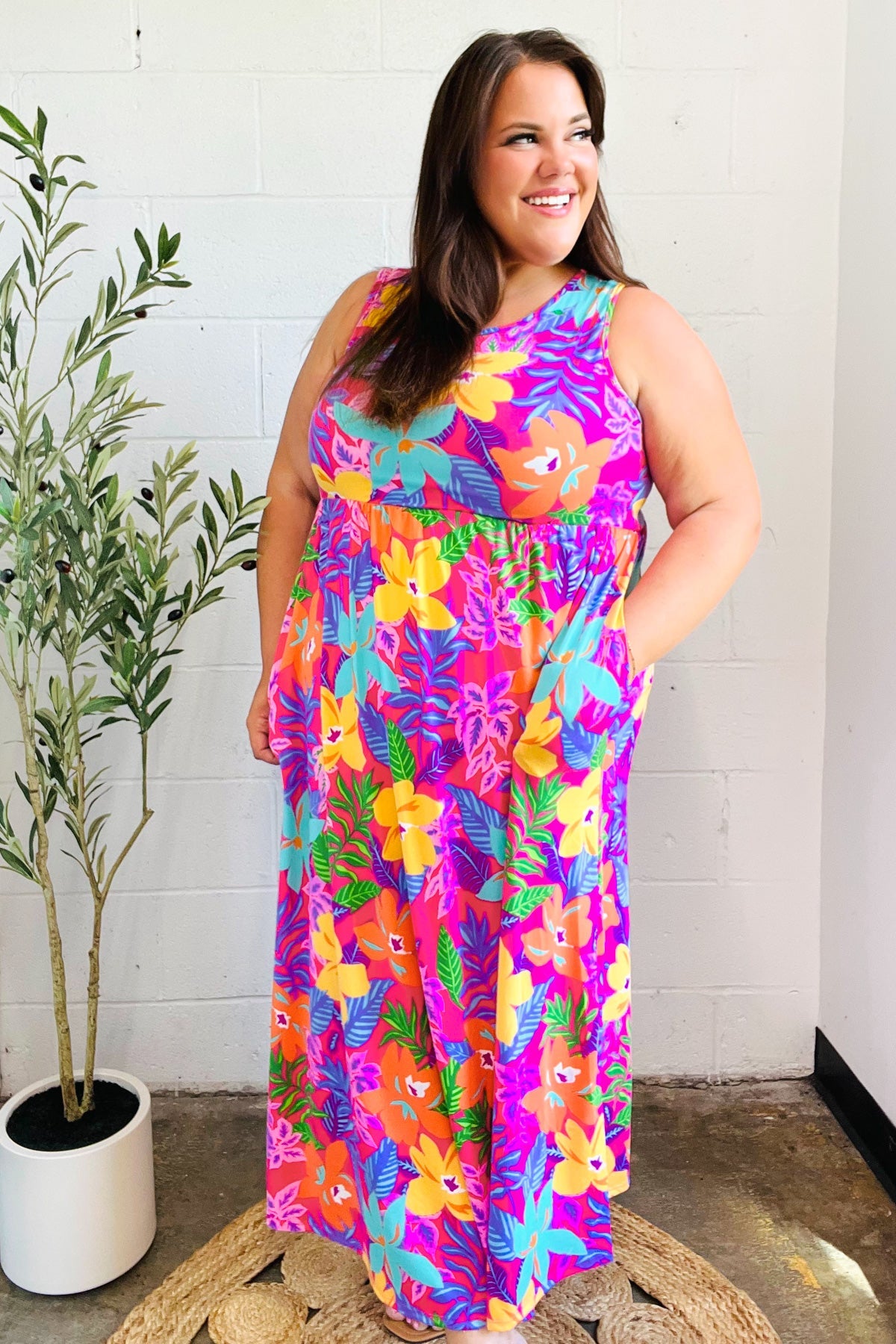 Diva Dreams Multicolor Tropical Floral Fit & Flare Maxi Dress